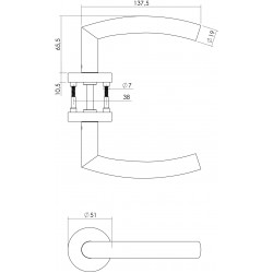 Intersteel DEURKRUK HALF ROND MET ROZET ø¸51X10,5 MM RVS GEBORSTELD