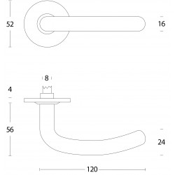 Intersteel DEURKRUK SABEL ø¸16 MM SLANK OP ROZET MET RING RVS GEBORSTE