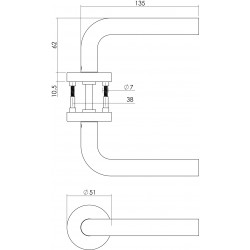 Intersteel DEURKRUK RECHT MET ROZET RVS GEBORSTELD