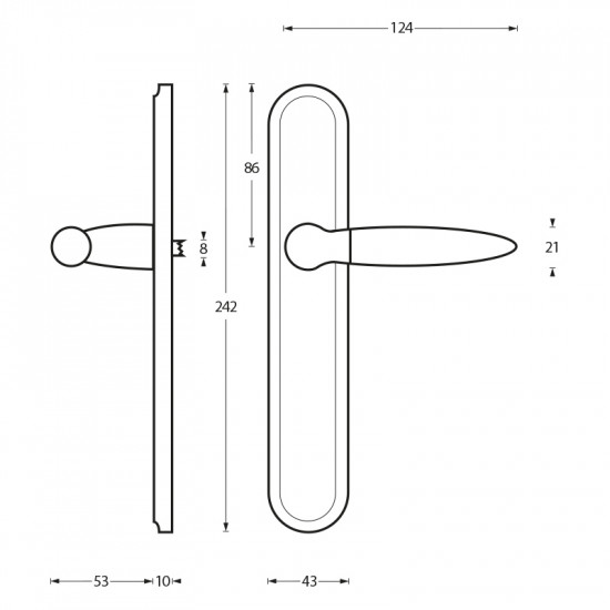 Intersteel DEURKRUK ELEN OP SCHILD BLIND CHROOM