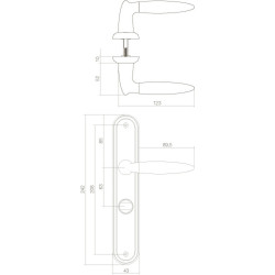 Intersteel DEURKRUK ELEN OP SCHILD TOILET-/BADKAMERSLUITING 63 MM CHRO