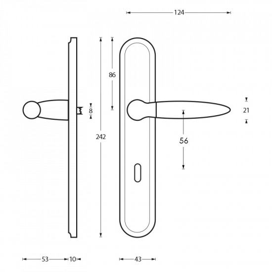 Intersteel DEURKRUK ELEN OP SCHILD SLEUTELGAT 56 MM CHROOM