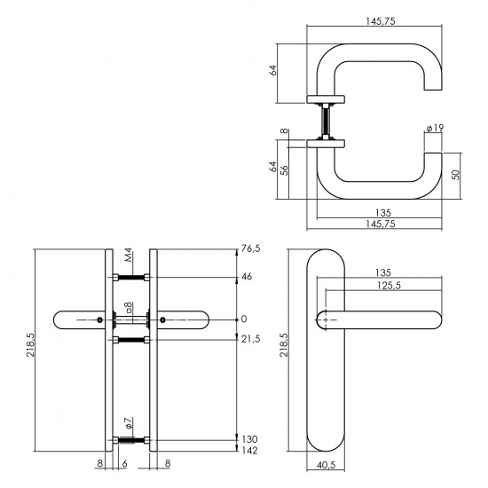 Intersteel DEURKRUK ROND OP OP SCHILD BLIND RVS GEBORSTELD