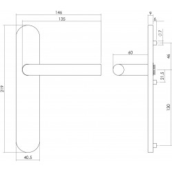 Intersteel DEURKRUK RECHT OP SCHILD BLIND RVS GEBORSTELD