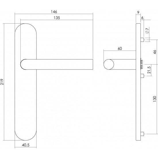 Intersteel DEURKRUK RECHT OP SCHILD BLIND RVS GEBORSTELD