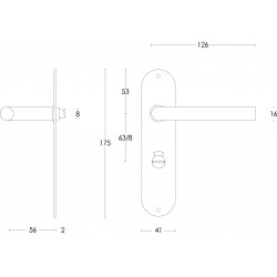 Intersteel DEURKRUK RECHT ø¸16 MM SLANK OP SCHILD TOILET-/BADKAMERSLUI