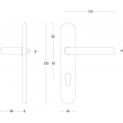 Intersteel DEURKRUK ROND OP SCHILD PROFIELCILINDERGAT 55 MM RVS GEBORS