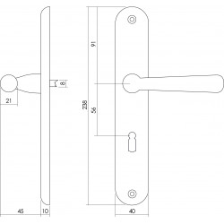 Intersteel DEURKRUK YVONNE OP SCHILD SLEUTELGAT 56 MM MESSING GELAKT