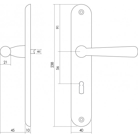 Intersteel DEURKRUK YVONNE OP SCHILD SLEUTELGAT 56 MM MESSING GELAKT