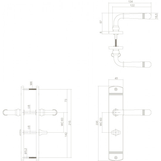 Intersteel DEURKRUK EMILY OP SCHILD 235X45X8 MM MET WC63/8 MM CHROOM