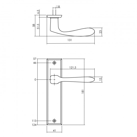 Intersteel DEURKRUK BANAAN MET SCHILD 181X41X7MM BLIND MAT ZWART