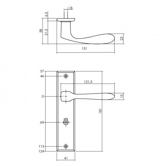 Intersteel DEURKRUK BANAAN MET SCHILD 181X41X7MM WC63/8MM MAT ZWART