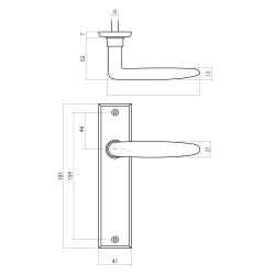 Intersteel DEURKRUK SOPHIE MET SCHILD 181X41X7MM BLIND MAT ZWART