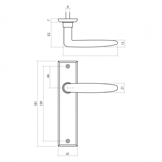 Intersteel DEURKRUK SOPHIE MET SCHILD 181X41X7MM BLIND MAT ZWART