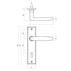 Intersteel DEURKRUK SOPHIE MET SCHILD 181X41X7MM SLEUTELGAT 56MM MAT Z