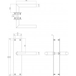 Intersteel DEURKRUK JURA MET SCHILD 250X55X2MM BLIND ZWART