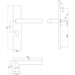 Intersteel DEURKRUK HOEK 90Â° OP RECHTHOEKIG SCHILD PROFIELCILINDERGAT