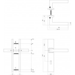 Intersteel DEURKRUK VIERKANT OP RECHTHOEKIG SCHILD SLEUTELGAT 56 MM RV