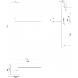 Intersteel DEURKRUK HOEK 90Â° OP RECHTHOEKIG SCHILD BLIND RVS GEBORSTE