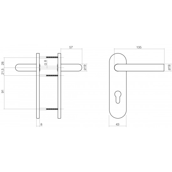 Intersteel DEURKRUK HOEK 90Â° BRANDVERTRAGEND 9MM OP KORTSCHILD PROFIE