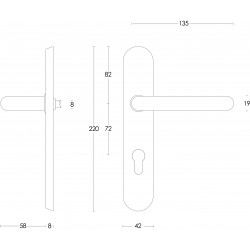 Intersteel DEURKRUK ROND OP SCHILD PROFIELCILINDERGAT 72 MM RVS GEBORS