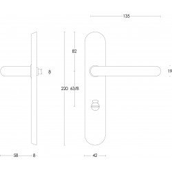 Intersteel DEURKRUK ROND OP SCHILD TOILET-/BADKAMERSLUITING 63 MM RVS