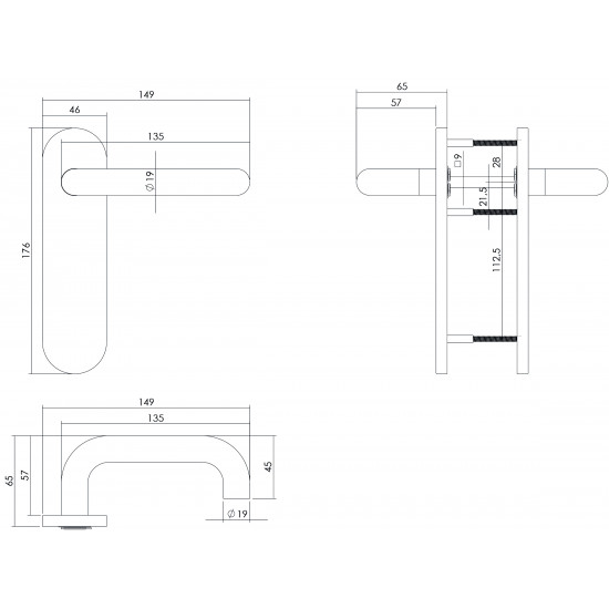 Intersteel DEURKRUK ROND BRANDVERTRAGEND 9MM OP KORTSCHILD BLIND RVS