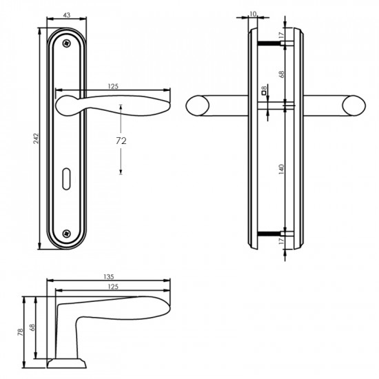 Intersteel DEURKRUK GEORGE OP SCHILD SLEUTELGAT 72 MM NIKKEL MAT