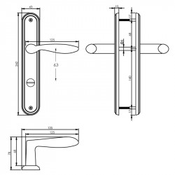 Intersteel DEURKRUK GEORGE OP SCHILD TOILET-/BADKAMERSLUITING 63 MM NI