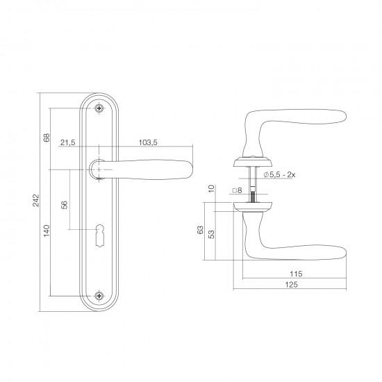 Intersteel DEURKRUK BJORN OP SCHILD SLEUTELGAT 56 MM NIKKEL MAT