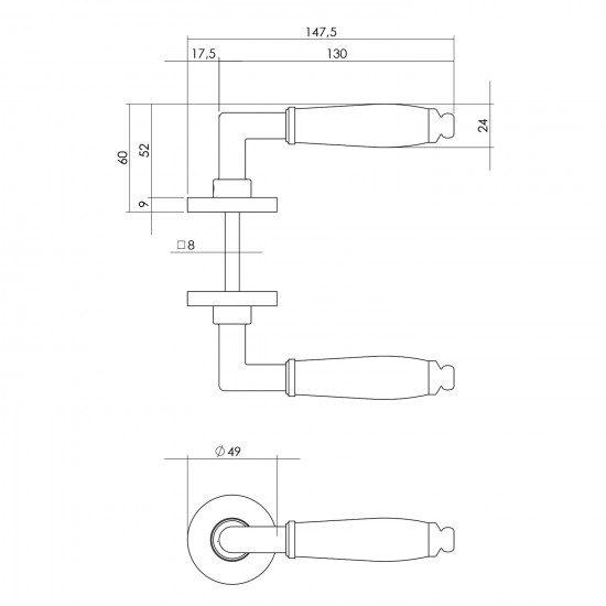 Intersteel DEURKRUK COURGETTE MET ROZET ø¸49X7MM VERDEKT MAT CHROOM