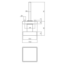 Intersteel KNOP VIERKANT OP ROZET NIKKEL MAT