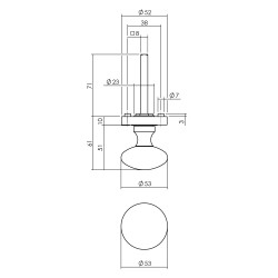 Intersteel KNOP OP ROZET NIKKEL MAT