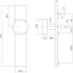 Intersteel KNOP OP RECHTHOEKIG SCHILD BLIND RVS GEBORSTELD