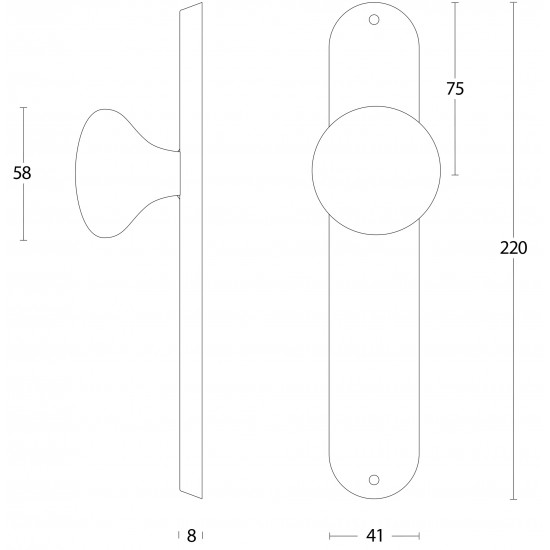 Intersteel KNOP PADDENSTOEL OP SCHILD BLIND RVS GEBORSTELD