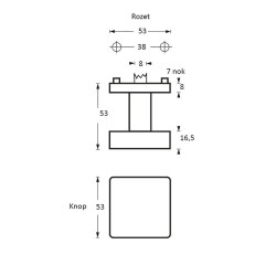 Intersteel KNOP VIERKANT CENTRAAL RVS GEBORSTELD