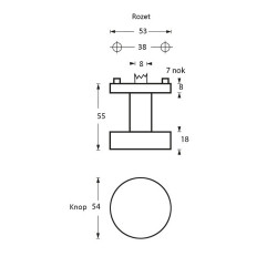 Intersteel KNOP OP ROND RVS GEBORSTELD