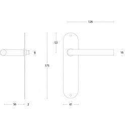 Intersteel DEURKRUK RECHT ø¸16 MM SLANK OP SCHILD BLIND RVS GEBORSTELD