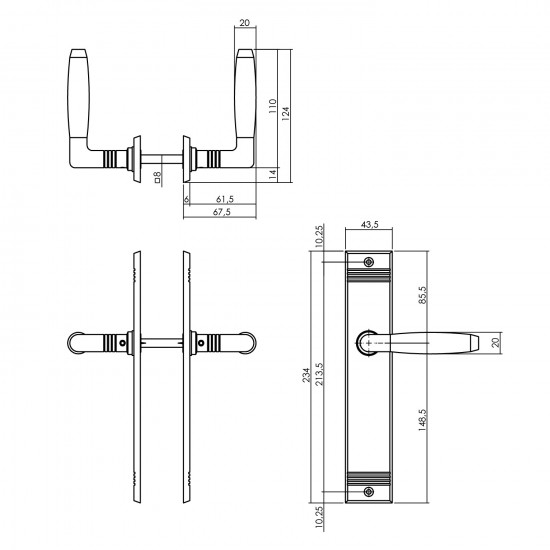 Intersteel DEURKRUK TON BASIC MET SCHILD BLIND NIKKEL