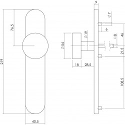 Intersteel KNOP OP SCHILD BLIND RVS GEBORSTELD