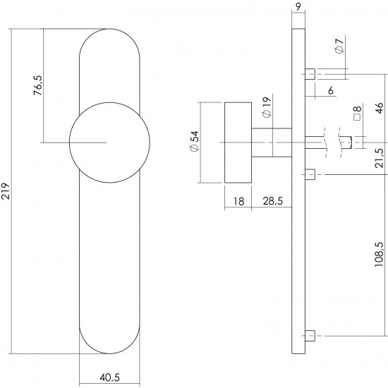 Intersteel KNOP OP SCHILD BLIND RVS GEBORSTELD