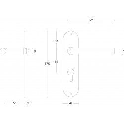 Intersteel DEURKRUK RECHT ø¸16 MM SLANK OP SCHILD PROFIELCILINDERGAT 5