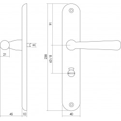 Intersteel DEURKRUK YVONNE OP SCHILD TOILET-/BADKAMERSLUITING 63 MM ME