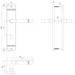 Intersteel DEURKRUK EMILY OP SCHILD SLEUTELGAT 72 MM MESSING GELAKT