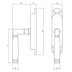 INTERSTEEL KRUK-ESPAGNOLET LINKS TON 222 MET STANGENSET 2X 1250 MM NIK