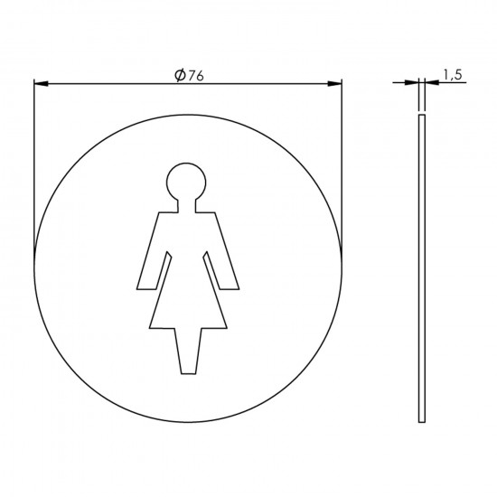 INTERSTEEL PICTOGRAM DAMESTOILET ZELFKLEVEND ROND RVS GEBORSTELD