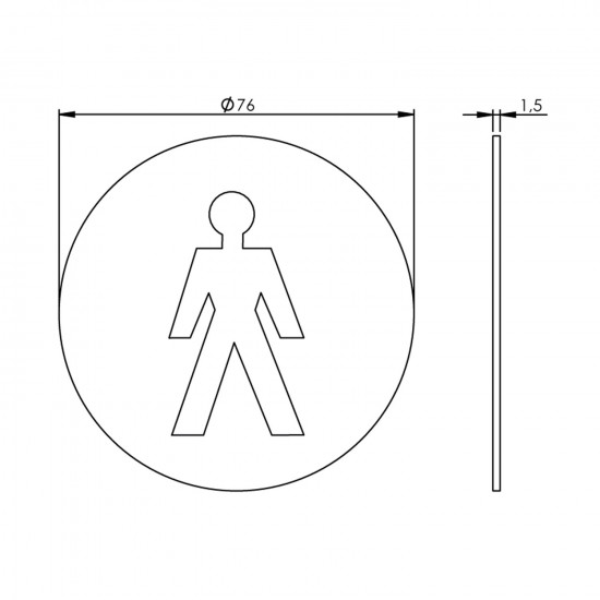 INTERSTEEL PICTOGRAM HERENTOILET ZELFKLEVEND ROND RVS GEBORSTELD