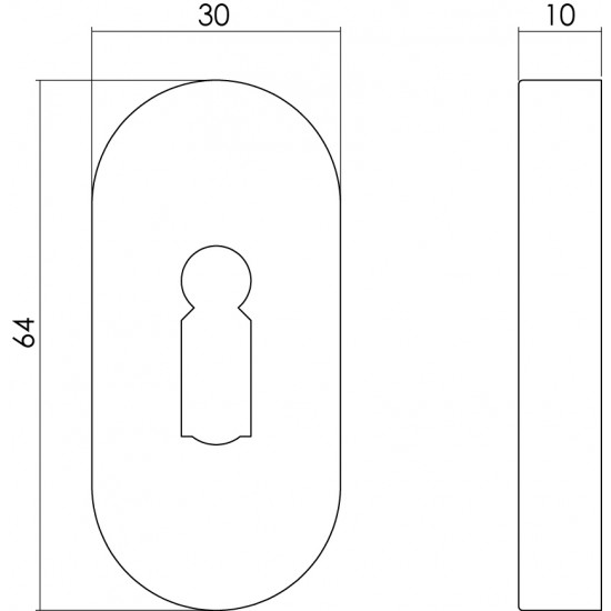 Intersteel ROZET SLEUTELGAT OVAAL VERDEKT RVS GEBORSTELD 10 MM