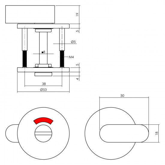 Intersteel ROZET TOILET-/BADKAMERSLUITING ROND PLAT RVS GEBORSTELD