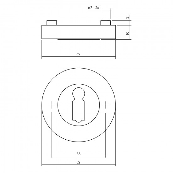 Intersteel ROZET MET SLEUTELGAT ROND ø¸52X10 MM WIT